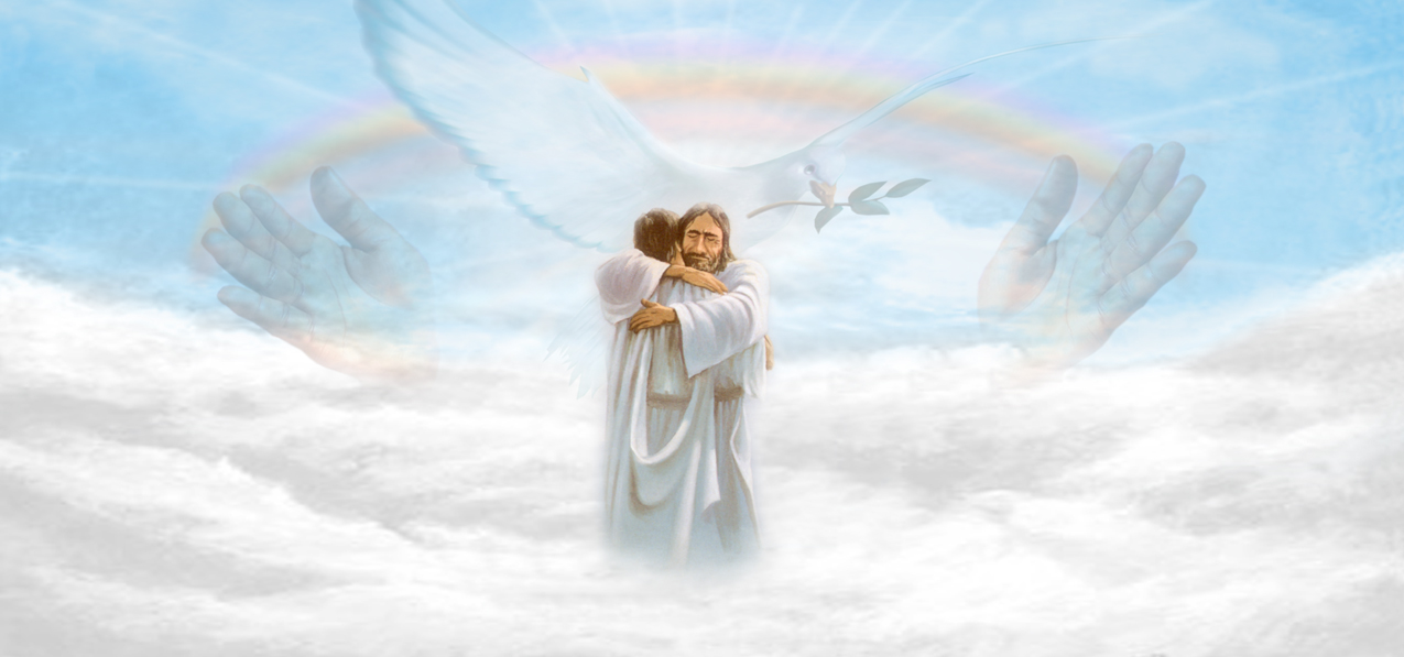 HP-AG-116-BL In God's Arms Clouds Blue